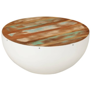 vidaXL Τραπεζάκι Σαλονιού Ημισφαιρικό Λευκό 50x24cm Ανακυκλ. Ξύλο 1 τεμ.