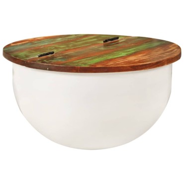 vidaXL Τραπεζάκι Σαλονιού Λευκό 50x27cm από Μασίφ Ανακυκλωμένο Ξύλο 1 τεμ.