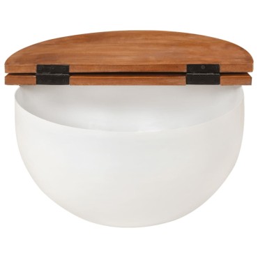 vidaXL Τραπεζάκι Σαλονιού Λευκό 50x27cm από Μασίφ Ανακυκλωμένο Ξύλο 1 τεμ.