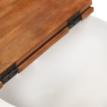 vidaXL Τραπεζάκι Σαλονιού Λευκό 50x27cm από Μασίφ Ανακυκλωμένο Ξύλο 1 τεμ.