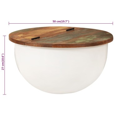 vidaXL Τραπεζάκι Σαλονιού Λευκό 50x27cm από Μασίφ Ανακυκλωμένο Ξύλο 1 τεμ.