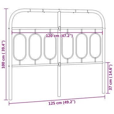 vidaXL Κεφαλάρι Μαύρο Μεταλλικό 125x3x100cm 1 τεμ.