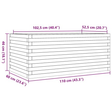 vidaXL Ζαρντινιέρα Κήπου 110 x 60 x 46 εκ. από Μασίφ Ξύλο Πεύκου