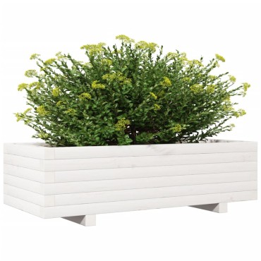 vidaXL Ζαρντινιέρα Κήπου Λευκή 90x40x26,5 εκ. από Μασίφ Ξύλο Πεύκου