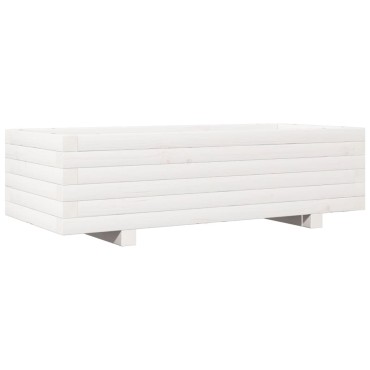 vidaXL Ζαρντινιέρα Κήπου Λευκή 90x40x26,5 εκ. από Μασίφ Ξύλο Πεύκου