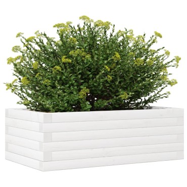 vidaXL Ζαρντινιέρα Κήπου Λευκή 70x40x23 εκ. από Μασίφ Ξύλο Πεύκου