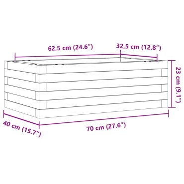 vidaXL Ζαρντινιέρα Κήπου Λευκή 70x40x23 εκ. από Μασίφ Ξύλο Πεύκου