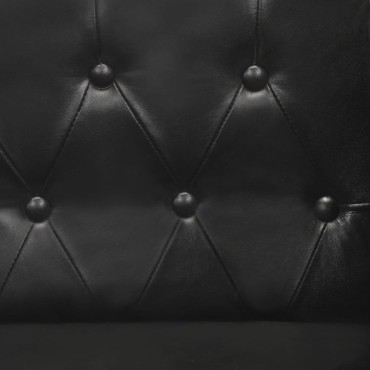 vidaXL Πολυθρόνα Μαύρη από Γνήσιο Δέρμα 60x57x64cm 1 τεμ.
