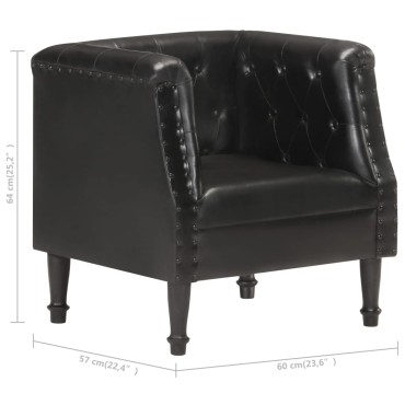 vidaXL Πολυθρόνα Μαύρη από Γνήσιο Δέρμα 60x57x64cm 1 τεμ.