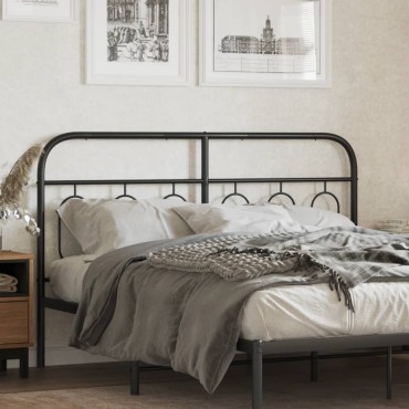 vidaXL Κεφαλάρι Μαύρο Μεταλλικό 142x3x90cm 1 τεμ.