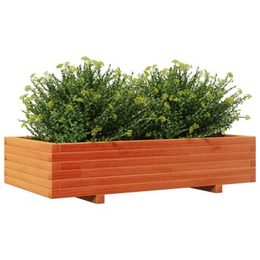 vidaXL Ζαρντινιέρα Καφέ Κεριού 110x60x26,5 εκ. από Μασίφ Ξύλο Πεύκου