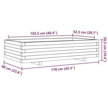 vidaXL Ζαρντινιέρα Καφέ Κεριού 110x60x26,5 εκ. από Μασίφ Ξύλο Πεύκου