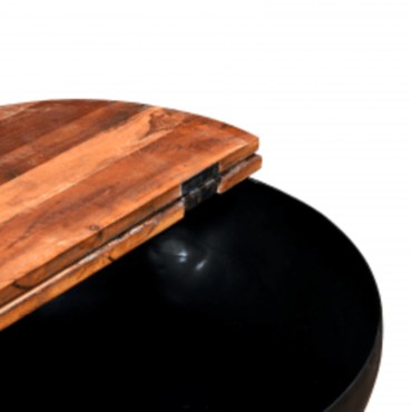 vidaXL Τραπεζάκι Σαλονιού Μαύρο 50x27cm από Μασίφ Ανακυκλωμένο Ξύλο 1 τεμ.