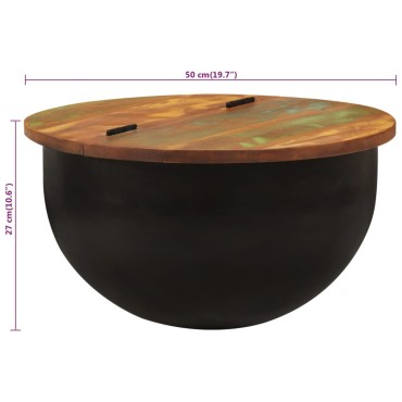 vidaXL Τραπεζάκι Σαλονιού Μαύρο 50x27cm από Μασίφ Ανακυκλωμένο Ξύλο 1 τεμ.