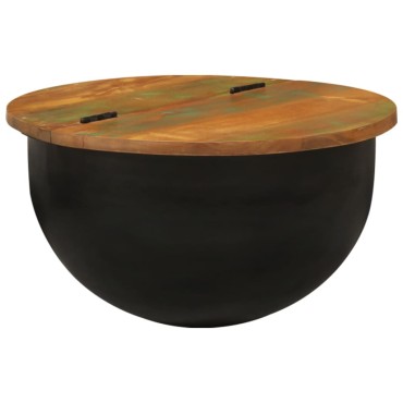 vidaXL Τραπεζάκι Σαλονιού Μαύρο 50x27cm από Μασίφ Ανακυκλωμένο Ξύλο 1 τεμ.
