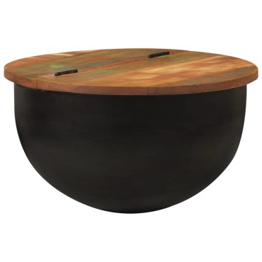 vidaXL Τραπεζάκι Σαλονιού Μαύρο 50x27cm από Μασίφ Ανακυκλωμένο Ξύλο 1 τεμ.