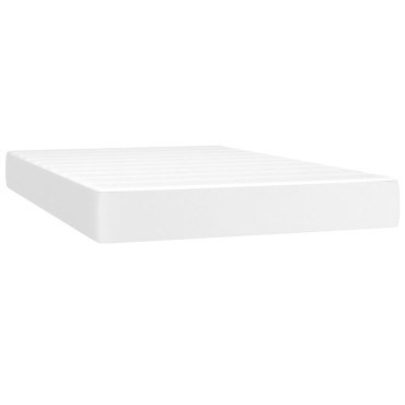 vidaXL Κρεβάτι Boxspring με Στρώμα & LED Λευκό 120x200 εκ. Συνθ. Δέρμα
