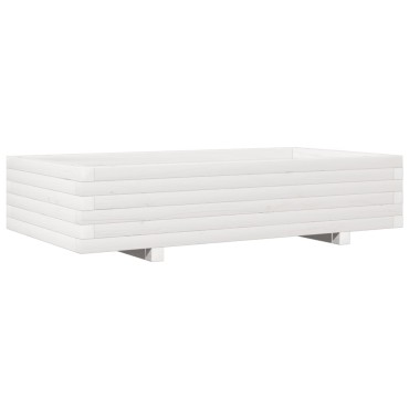 vidaXL Ζαρντινιέρα Κήπου Λευκή 110x60x26,5 εκ. από Μασίφ Ξύλο Πεύκου