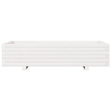 vidaXL Ζαρντινιέρα Κήπου Λευκή 110x60x26,5 εκ. από Μασίφ Ξύλο Πεύκου