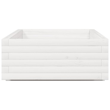 vidaXL Ζαρντινιέρα Κήπου Λευκή 110x60x26,5 εκ. από Μασίφ Ξύλο Πεύκου
