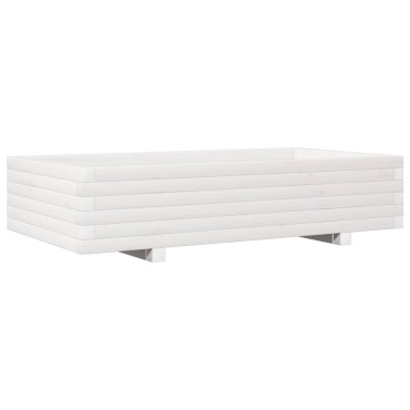 vidaXL Ζαρντινιέρα Κήπου Λευκή 110x60x26,5 εκ. από Μασίφ Ξύλο Πεύκου