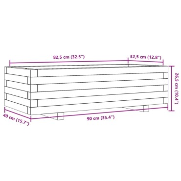 vidaXL Ζαρντινιέρα Καφέ Κεριού 90x40x26,5 εκ. από Μασίφ Ξύλο Πεύκου