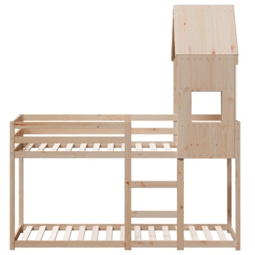 vidaXL Κουκέτα με Οροφή 90x190cm από Μασίφ Ξύλο Πεύκου 1 τεμ. - Μονό