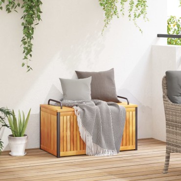 vidaXL Κουτί Μαξιλαριών Εξ. Χώρου 85x45x45/53cm Μασίφ Ακακία/Ατσάλι