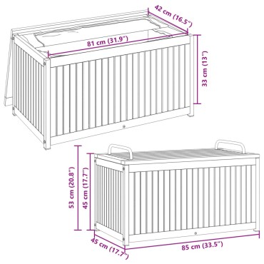 vidaXL Κουτί Μαξιλαριών Εξ. Χώρου 85x45x45/53cm Μασίφ Ακακία/Ατσάλι