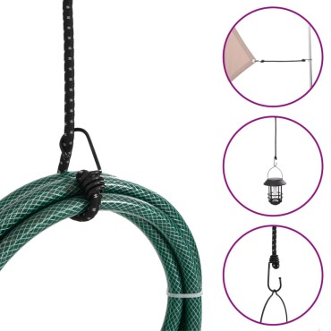 vidaXL Κορδόνια Ελαστικά Bungee με Γάντζο/Ανακλ. Ταινίες 10 τεμ 100 εκ