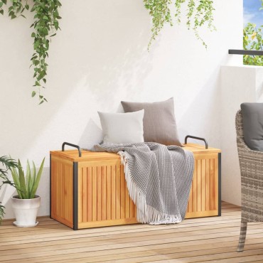vidaXL Κουτί Μαξιλαριών Εξ. Χώρου 110x45x42/53cm Μασίφ Ακακία/Ατσάλι