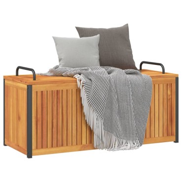 vidaXL Κουτί Μαξιλαριών Εξ. Χώρου 110x45x42/53cm Μασίφ Ακακία/Ατσάλι