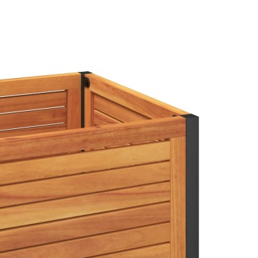 vidaXL Ζαρντινιέρα Κήπου με Ράφι 45x45x80 εκ. Μασίφ Ακακία/Ατσάλι