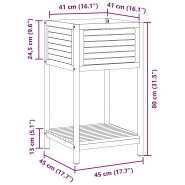 vidaXL Ζαρντινιέρα Κήπου με Ράφι 45x45x80 εκ. Μασίφ Ακακία/Ατσάλι