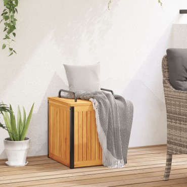 vidaXL Κουτί Μαξιλαριών Εξ. Χώρου 45x45x45/53cm Μασίφ Ακακία/Ατσάλι