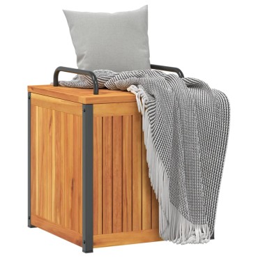 vidaXL Κουτί Μαξιλαριών Εξ. Χώρου 45x45x45/53cm Μασίφ Ακακία/Ατσάλι