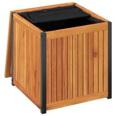 vidaXL Κουτί Μαξιλαριών Εξ. Χώρου 45x45x45/53cm Μασίφ Ακακία/Ατσάλι