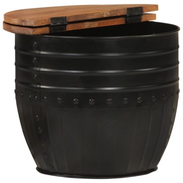 vidaXL Τραπεζάκι Σαλονιού Μαύρο 50x39,5cm Μασίφ Ανακυκλωμένο Ξύλο 1 τεμ.