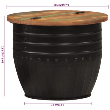 vidaXL Τραπεζάκι Σαλονιού Μαύρο 50x39,5cm Μασίφ Ανακυκλωμένο Ξύλο 1 τεμ.