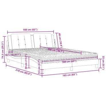 vidaXL Κρεβάτι με Στρώμα Καφέ 160x200εκ. από Συνθετικό Δέρμα