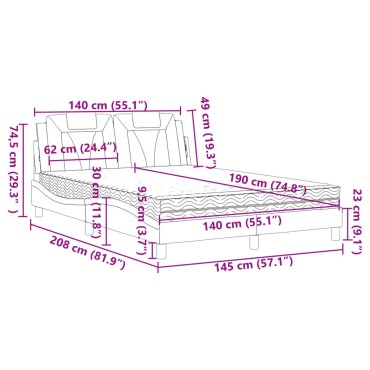 vidaXL Κρεβάτι με Στρώμα Λευκό 140x190εκ.από Συνθετικό Δέρμα
