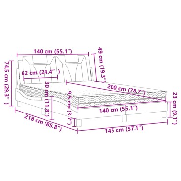 vidaXL Κρεβάτι με Στρώμα Μαύρο/Λευκό 140x200 εκ. από Συνθετικό Δέρμα