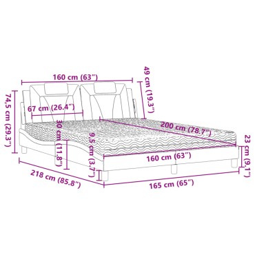 vidaXL Κρεβάτι με Στρώμα Καπουτσίνο 160x200εκ.από Συνθ.Δέρμα