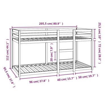 vidaXL Κουκέτα 90x200cm από Μασίφ Ξύλο Πεύκου 1 τεμ. - Μονό