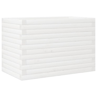 vidaXL Ζαρντινιέρα Κήπου Λευκή 70x40x46 εκ. από Μασίφ Ξύλο Πεύκου