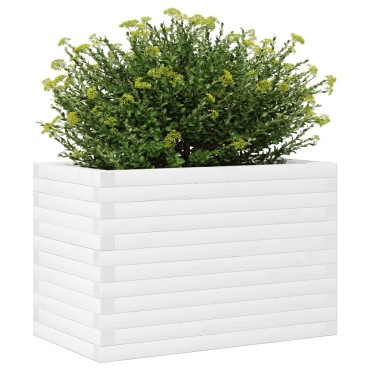 vidaXL Ζαρντινιέρα Κήπου Λευκή 70x40x46 εκ. από Μασίφ Ξύλο Πεύκου
