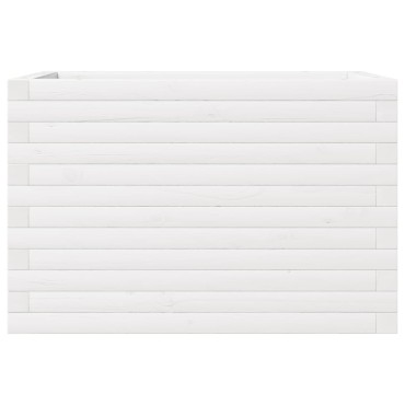 vidaXL Ζαρντινιέρα Κήπου Λευκή 70x40x46 εκ. από Μασίφ Ξύλο Πεύκου