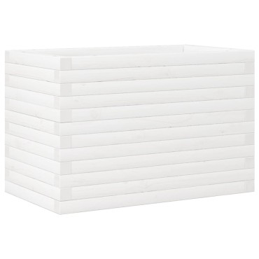 vidaXL Ζαρντινιέρα Κήπου Λευκή 70x40x46 εκ. από Μασίφ Ξύλο Πεύκου