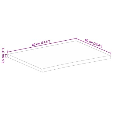 vidaXL Επιφάνεια Τραπεζιού 80x60x2,5cm Live Edge Μασίφ Ξύλο Μάνγκο 1 τεμ.