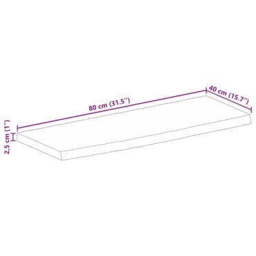 vidaXL Επιφάνεια Τραπεζιού 80x40x2,5cm Live Edge Μασίφ Ξύλο Μάνγκο 1 τεμ.